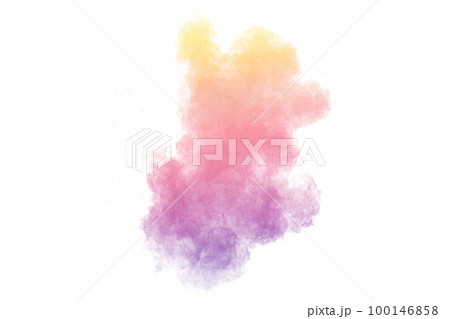 Pastel color dust particles splash.Colorful powder explosion on white background. 100146858