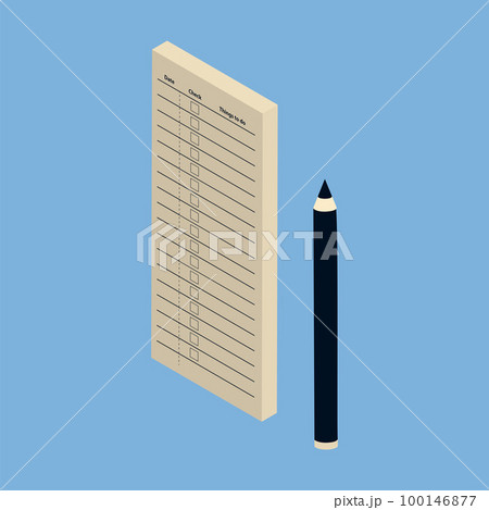 todoリストと鉛筆 アイソメイラスト todoリストと鉛筆 アイソメイラスト 100146877