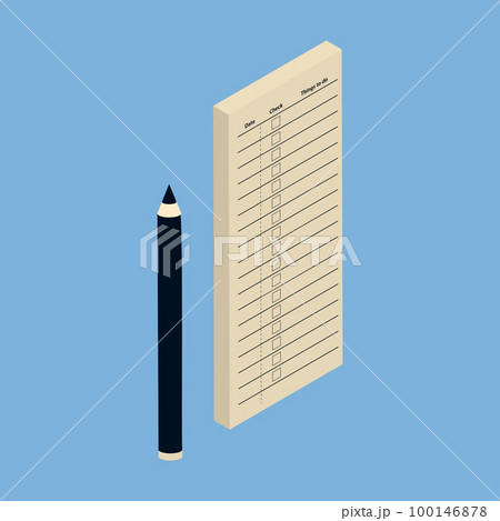 todoリストと鉛筆 アイソメイラスト 100146878