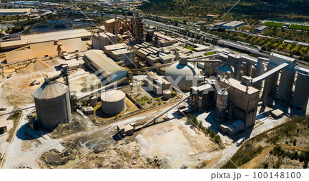 Top view of a cement factory near the city Bunol. Spain 100148100