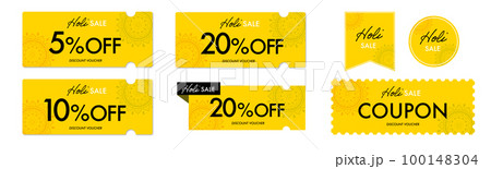 インドのホーリーセールに使えるシンプルな黄色のクーポンベクターアイコンセット インドのホーリーセールに使えるシンプルな黄色のクーポンベクターアイコンセット 100148304