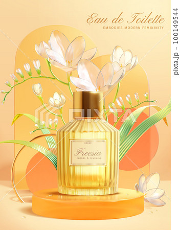 3D freesia perfume ad template 100149544