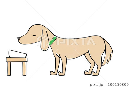 お皿が空っぽの犬のイラスト お皿が空っぽの犬のイラスト 100150309