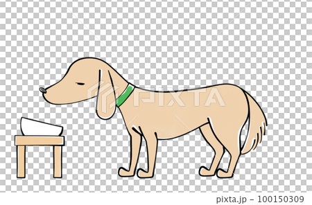 お皿が空っぽの犬のイラスト お皿が空っぽの犬のイラスト 100150309