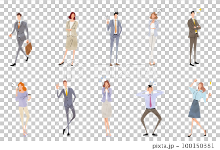 Vector illustration material: business person expressing emotions, business person set Vector illustration material: business person expressing emotions, business person set 100150381