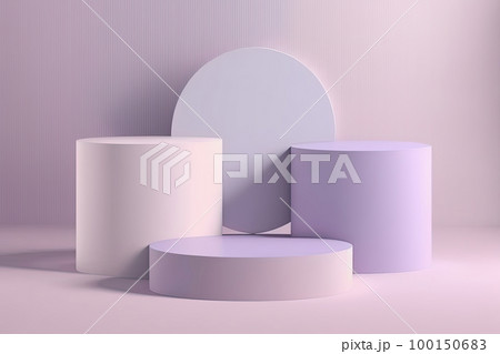 Product display pastel lavender round podium on vibrant colorful gradient background. Stage showcase on pedestal studio with podium. Modern abstract background. 3D Product display pastel lavender round podium on vibrant colorful gradient background. Stage showcase on pedestal studio with podium. Modern abstract background. 3D 100150683