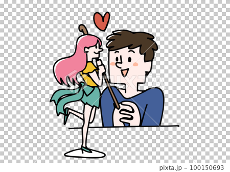 A man who looks happy when he sees a figure People who promote A man who looks happy when he sees a figure People who promote 100150693