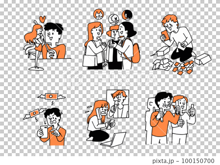 推し活をする人々のイラストセット 100150700