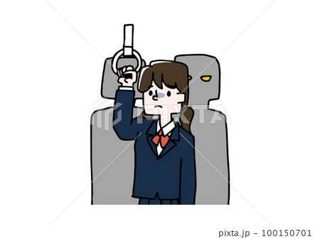近くの不審者に怯える女子学生　電車やバスの中での犯罪や迷惑行為 100150701