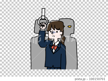 近くの不審者に怯える女子学生　電車やバスの中での犯罪や迷惑行為 100150701