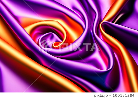 紫のサテンの生地　ドレープ　背景素材 100151284