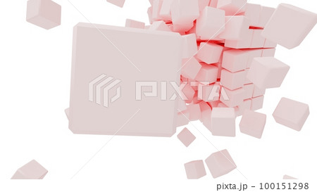 ピンクのキューブ　白背景 100151298