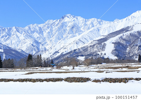冬の白馬　快晴の北アルプス 100151457