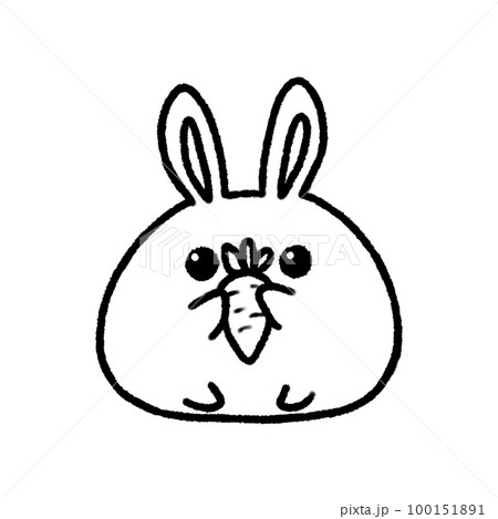 Hand-drawn Line Cute rabbit with carrot in doodle style 100151891