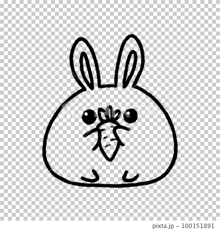 Hand-drawn Line Cute rabbit with carrot in doodle style 100151891