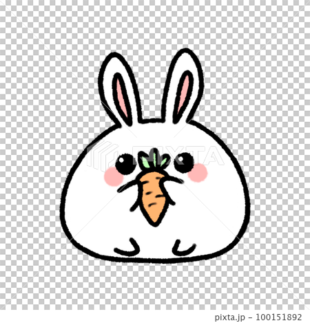 Hand-drawn Cute rabbit with carrot in doodle style 100151892