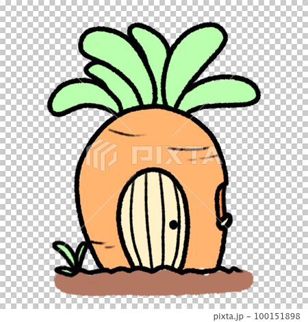 Hand-drawn Cute carrot house in doodle style 100151898