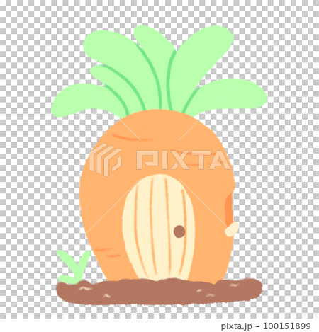 Hand-drawn Cute carrot house in doodle style 100151899