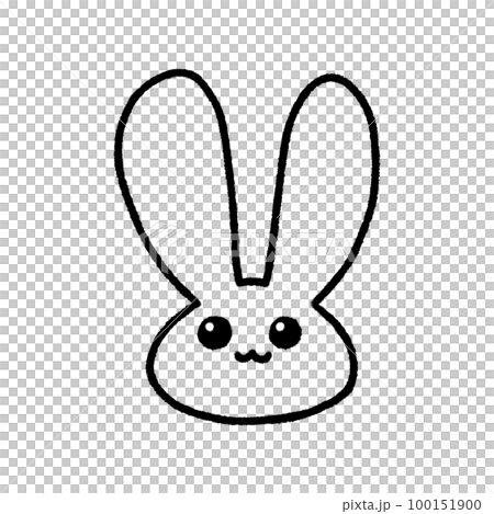 Hand-drawn Line Cute rabbit long ears carrot in doodle style 100151900