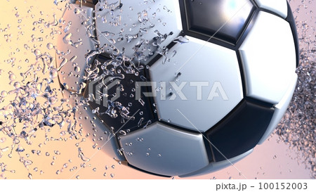 サッカーボール 水飛沫 空背景 サッカーボール 水飛沫 空背景 100152003