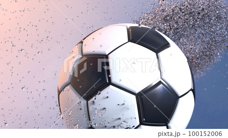 サッカーボール 水飛沫 空背景 サッカーボール 水飛沫 空背景 100152006