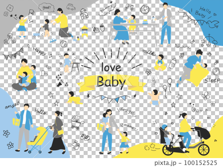 家族の育児 イラスト素材集 家族の育児 イラスト素材集 100152525
