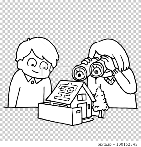 Watching abandoned empty houses in the town 100152545