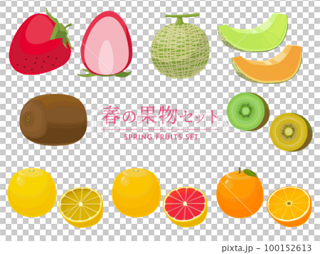春の果物セット（全体図と断面）のイラスト素材 [100152613] - PIXTA