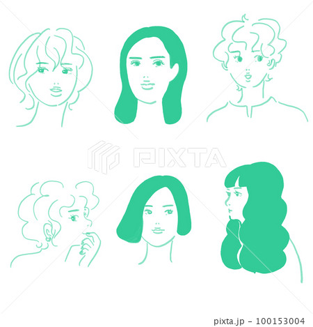 女性の髪型色々ベクターイラスト 100153004