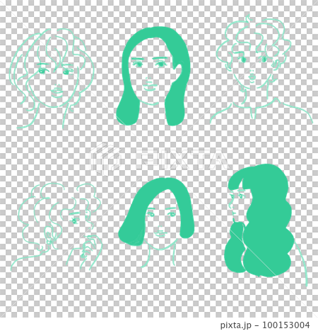 女性の髪型色々ベクターイラスト 100153004