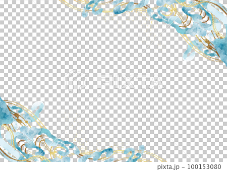 金箔と水彩の波背景 100153080