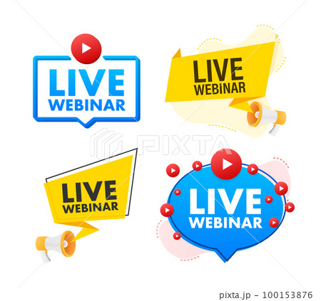 Live webinar button, icon, stamp, logo. Label isolated on white background 100153876