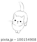 Cat looking up at its owner, line drawing for coloring 100154908