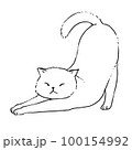 Cat stretches its ass up, line drawing for coloring. 100154992