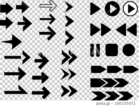 套簡單的箭頭：黑色和白色 100155071