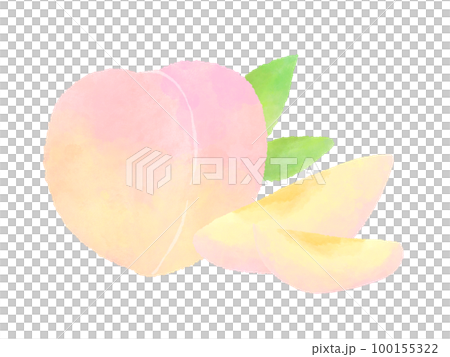 Ripe peach fruit and cut fruit cute hand drawn watercolor illustration Ripe peach fruit and cut fruit cute hand drawn watercolor illustration 100155322
