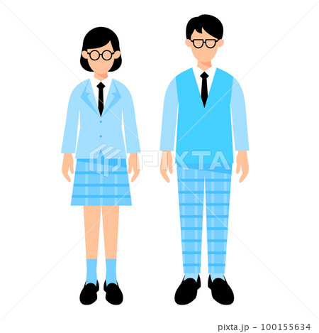 ブレザーの高校生の男女 100155634