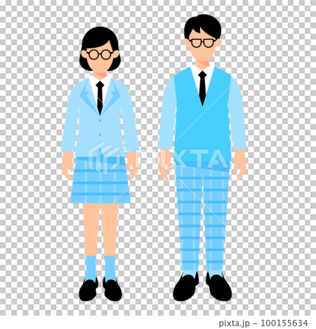 ブレザーの高校生の男女 100155634