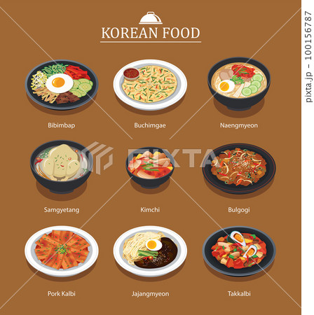 Set of korean food menu. Asia street food illustration background. Set of korean food menu. Asia street food illustration background. 100156787