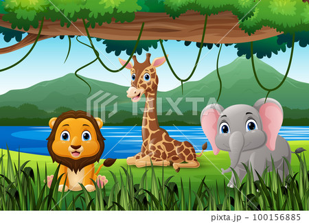 Cartoon wild animal in the jungle 100156885