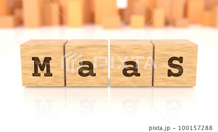 MaaSの文字が印字された木製ブロック 100157288