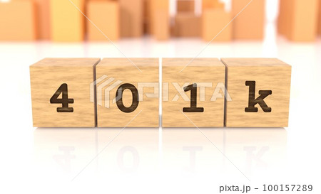 401kの文字が印字された木製ブロック 100157289