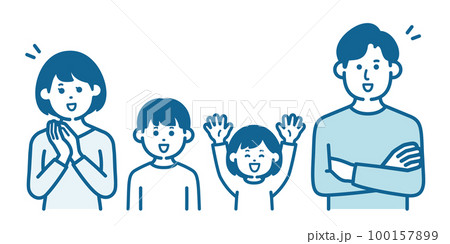 喜んでいる親子 100157899