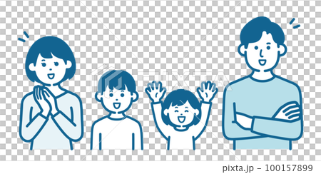 喜んでいる親子 100157899