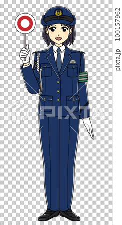 帶圓牌的女警官(微笑,休閒褲) 帶圓牌的女警官(微笑,休閒褲) 100157962