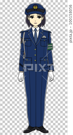 A depressed female police officer (whole body, slacks) A depressed female police officer (whole body, slacks) 100158056