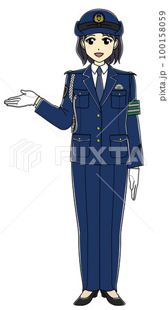 案内する女性警察官(全身・スラックス) 案内する女性警察官(全身・スラックス) 100158059
