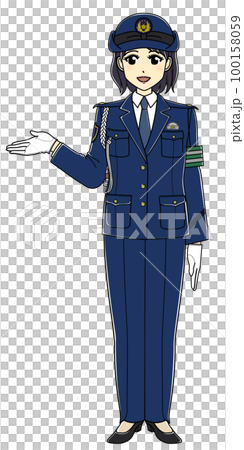 案内する女性警察官(全身・スラックス) 案内する女性警察官(全身・スラックス) 100158059