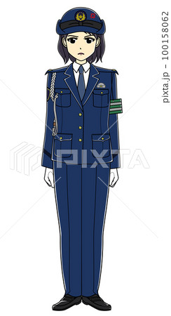 怒りの表情の女性警察官(全身・スラックス) 怒りの表情の女性警察官(全身・スラックス) 100158062