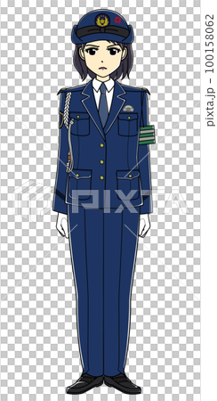 A female police officer with an angry expression (whole body, slacks) 100158062